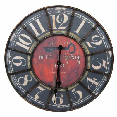 Wooden Clock Iron Frame 60cm