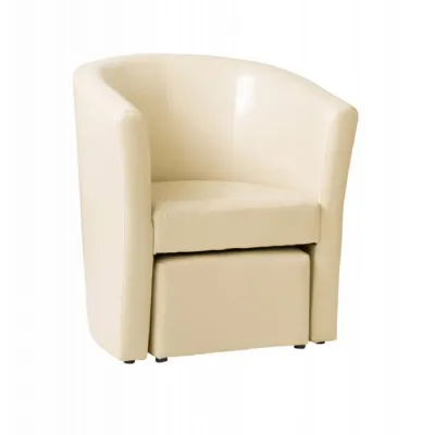 Faux Leather Tub Chairs with Footstool