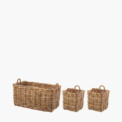 Tobs S 3 Chunky Natural Rattan Storage Baskets