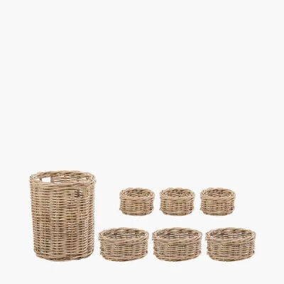 Tobs S 7 Grey Kubu Rattan Round Storage Baskets