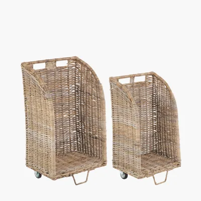Tobs S 2 Grey Kubu Rattan Log Basket Trolleys