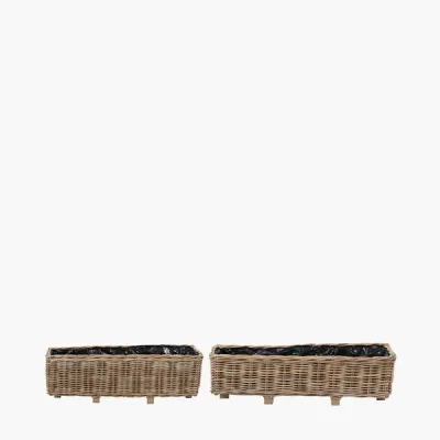 Tobs S 2 Indoor Outdoor Grey Kubu Rattan Basket Trough Planters