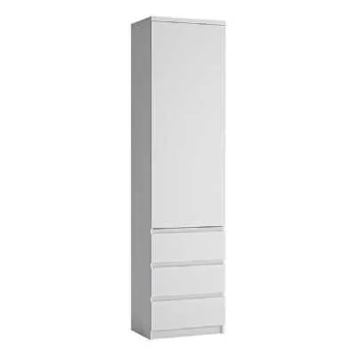 Fribo Tall narrow 1 door 3 drawer cupboard in White
