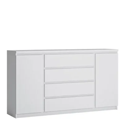 Modern White Sideboard 4 Centre Drawers