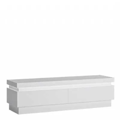 White and High Gloss 2 Drawer TV Cabinet with LED Lighting 41x146cm