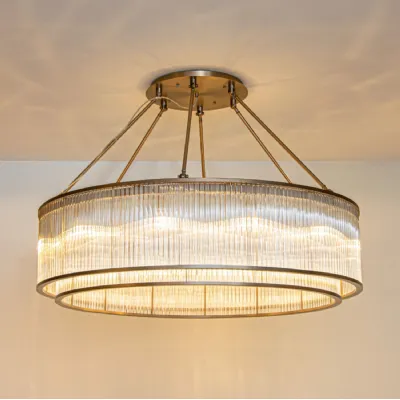 Bronze Metal and Glass Two Tiers Large Chandelier
