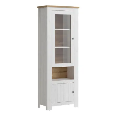 Celesto 2 Door Display Cabinet inc. 2x LED Lights in White and Oak