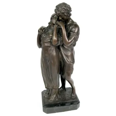 Bronze Foundry Sculpture Couple with Marble Base 51cm