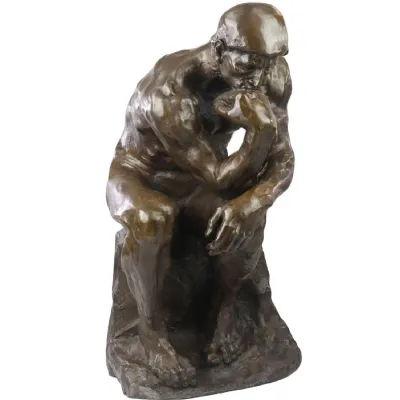 Bronze Cast Sculpture The Thinker Inspired Art Piece 60cm