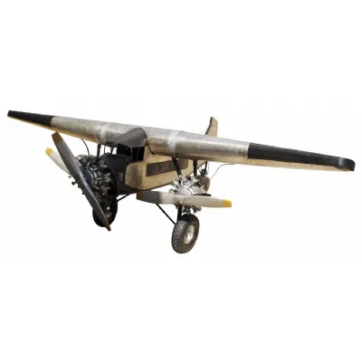 Silver Metal Aeroplane Sculpture with 1928 Ford Design