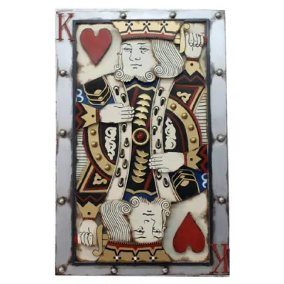 Multicolour Tin Plate Wall Art King of Hearts Design 140cm