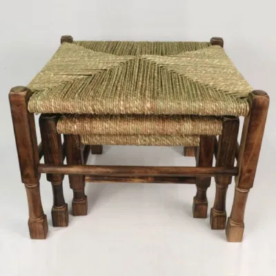 Set Of 3 Rush Top Stools 49.8cm