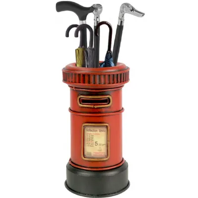 Modern Red Metal Umbrella and Walking Stick Stand 48cm