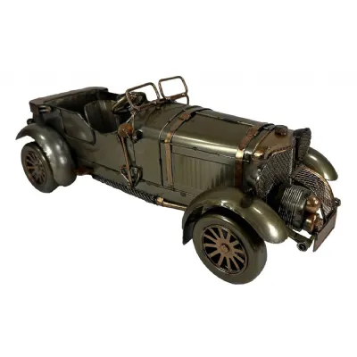 Vintage Brooklands Blower Racing Car Polished Metal 23cm
