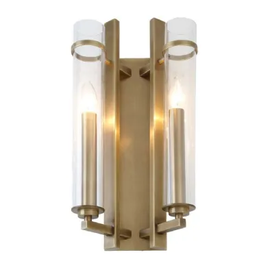 Antique Brass Metal 2 Light Wall Lamp
