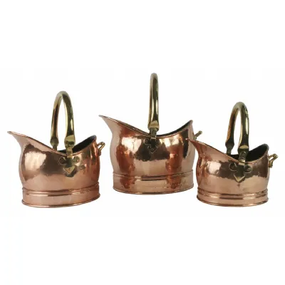 Solid Copper Set 3 Scuttles 45cm