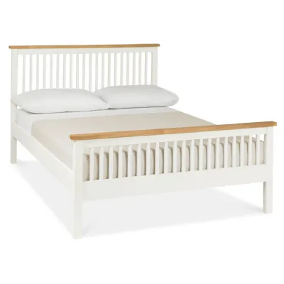 White Painted Oak Top King Size Bed