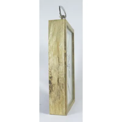 Large Rectangular Desk Clock Wood Nickel 55cm