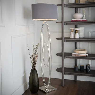 Oval Rings Nickel Metal Oval Rings Floor Lamp Grey Shade