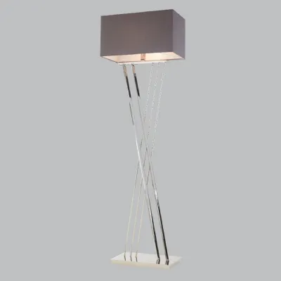 Nickel Metal X Shape Floor Lamp Grey Shade