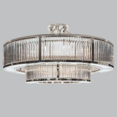 Nickel Metal 2 Tier Chandelier with Crystal Detailing
