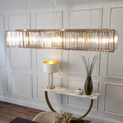 Bronze Metal And Crystal Over Dining Table Chandelier