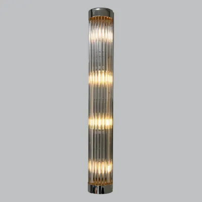 Single Glass Rod Detail Wall Lamp with Nickel Accent