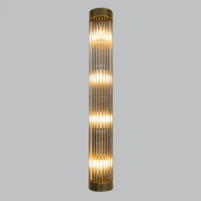 Single Glass Rod Detail Wall Lamp with Brass Detailing