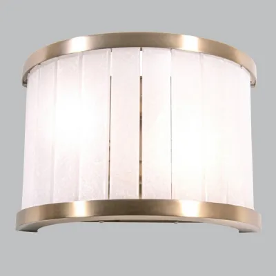 Bronze Metal and Alabaster Half Round Wall Lamp