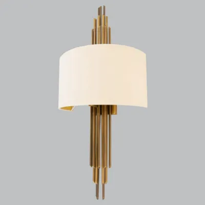 Irregular Shaped Brass Metal Wall Lamp Off White Shade