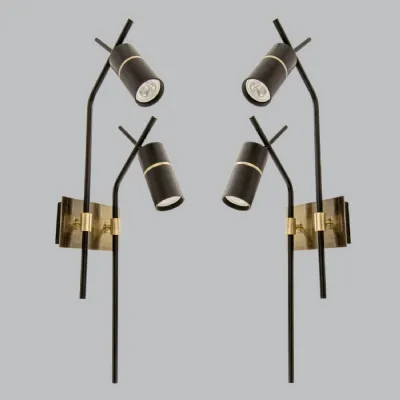 Pair of Brass Metal Wall Lamp Adjustable Spotlight
