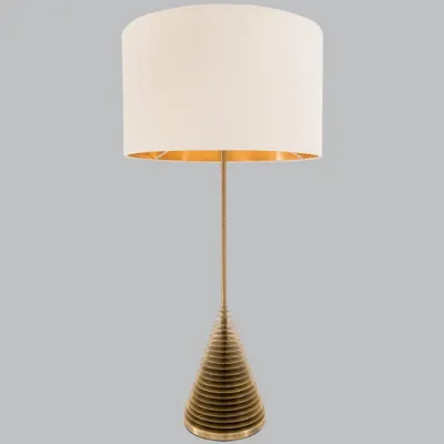 Brass Metal Discs Tall Table Lamp with Opal Fabric Base