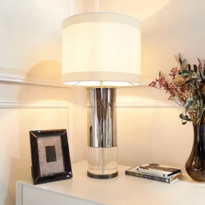 Nickel Metal and Crystal Table Lamp Base Only