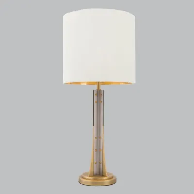 Brass Textured Gunmetal Table Lamp with Opal Shade