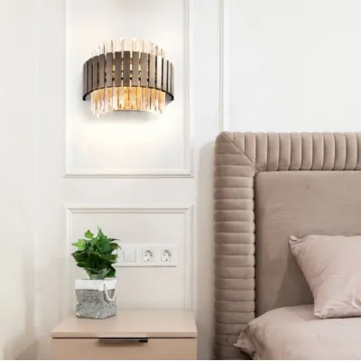 Clear Glass Wall Lamp with Dark Antique Metal Cover