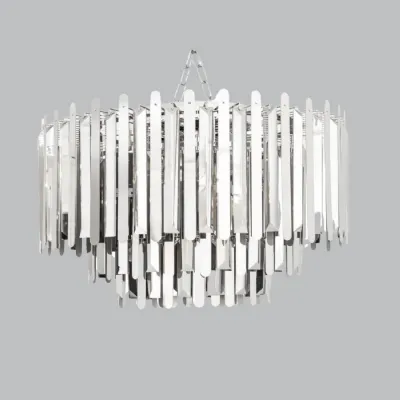 Nickel Metal Smoke Crystal Ceiling Light 71cm Flush Fitting