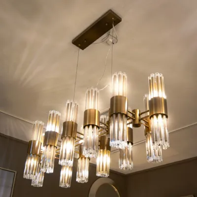 Glass Bundle Detailing Over Dining Table Chandelier