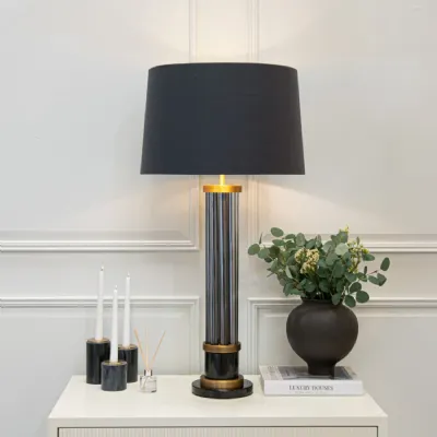 Smoke Glass Rods Table Lamp with Charcoal Shade