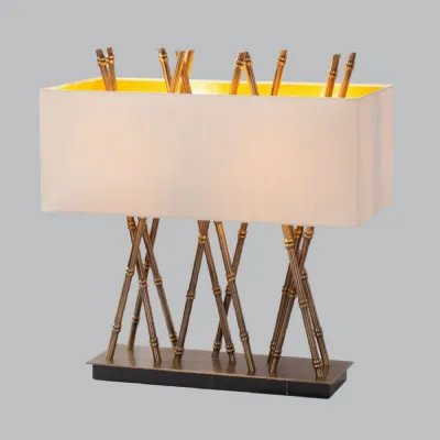 Crisscross Brass Table Lamp Off White Shade