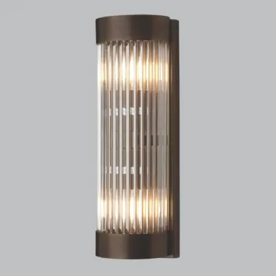 Dark Brass Metal 2 Lights Wall Lamp with Glass Shade