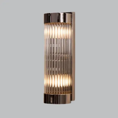 Nickel Metal 2 Lights Wall Lamp with Glass Shade