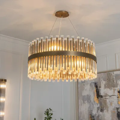 Brass Metal and Glass Large Chandelier 80cm Dia