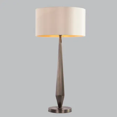 Brass Metal Table Lamp with Cream Fabric Shade