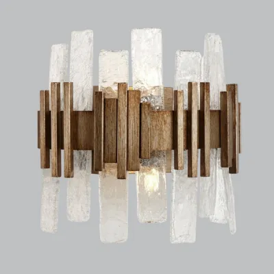 Gold Metal Wall Lamp with Glass Shade