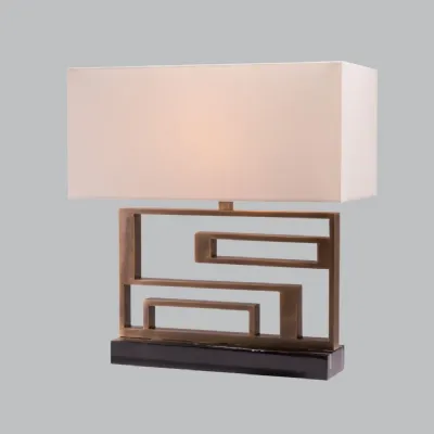 Brass Metal Table Lamp Black Marble Base with Fabric Shade