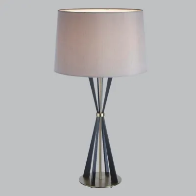 Brass and Black Metal Crisscross Base Table Lamp Brown Shade