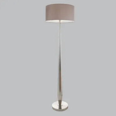 Nickel Metal Floor Lamp with Brown Shade