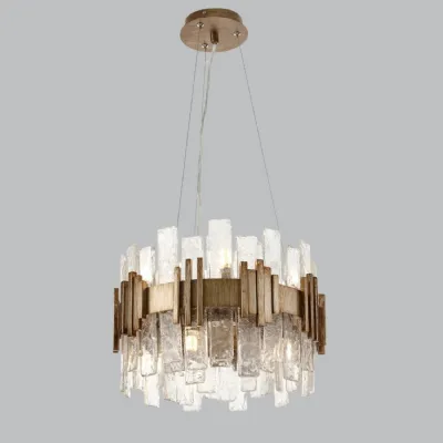 Gold Metal and Clear Glass Small Round Chandelier 41cm