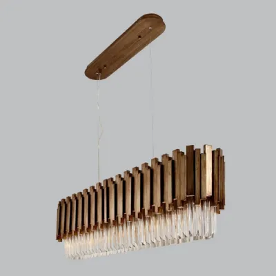 Gold Metal Clear Glass Over Dining Table Chandelier 120cm