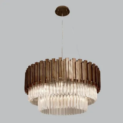 Gold Metal Clear Glass 3 Tier Round Chandelier 80cm Dia